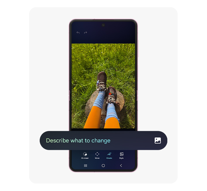 A photo is seen. The user can describe the edits they want to make using Photo Assist's prompt window.